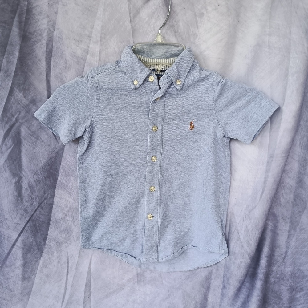 Polo Ralph Lauren Boys Oxford Mesh Button Down Shirt Light Blue 4T